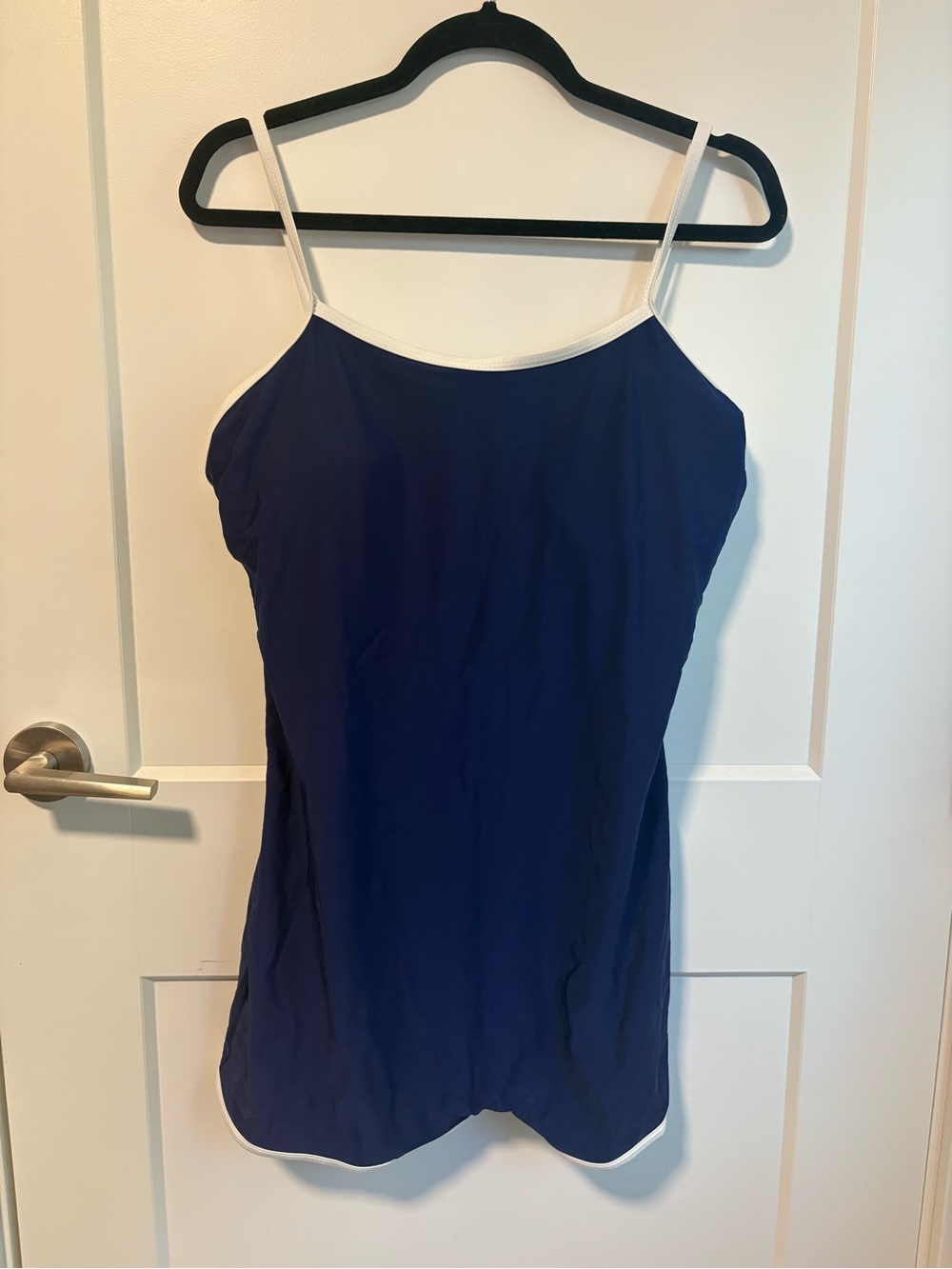 Navy Blue Spaghetti Strap Swim Romper - Classic